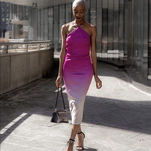 The Drop Women's Orchid Ombre Print Stretch Satin Midi Dress by @signedblake